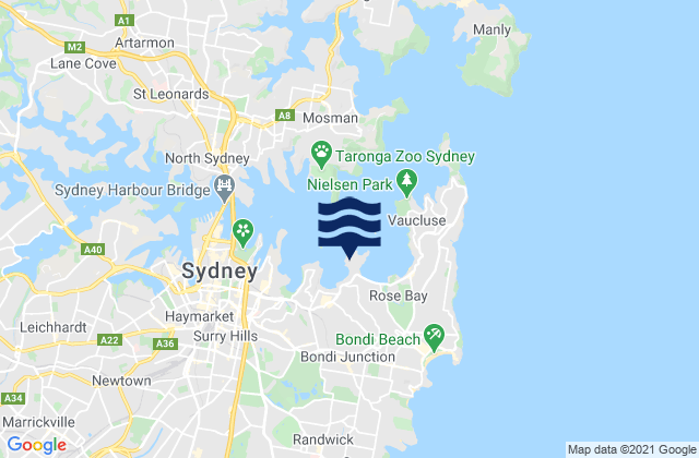 Mappa delle maree di Point Piper, Australia