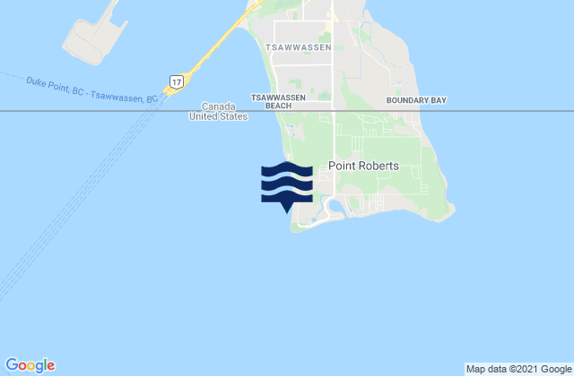 Mappa delle maree di Point Roberts Puget Sound, Canada