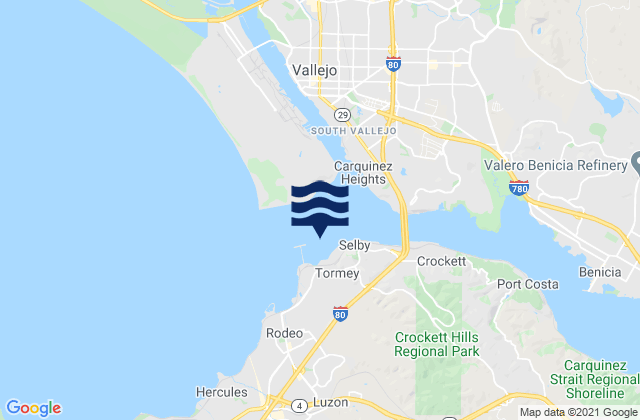 Mappa delle maree di Point Sacramento 0.2nm NE of, United States