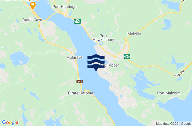 Mappa delle maree di Point Tupper, Canada