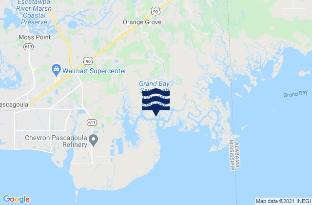 Mappa delle maree di Point of Pines (Bayou Cumbest), United States