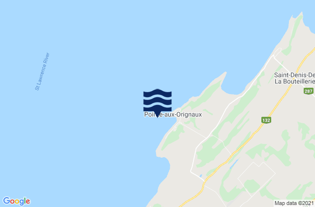 Mappa delle maree di Pointe-Aux-Orignaux, Canada