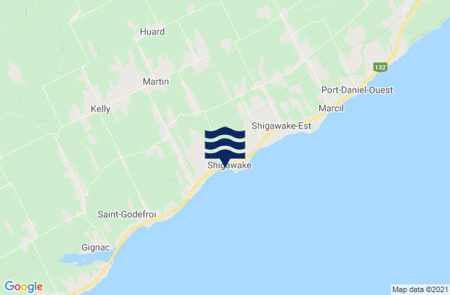 Mappa delle maree di Pointe Howatson, Canada