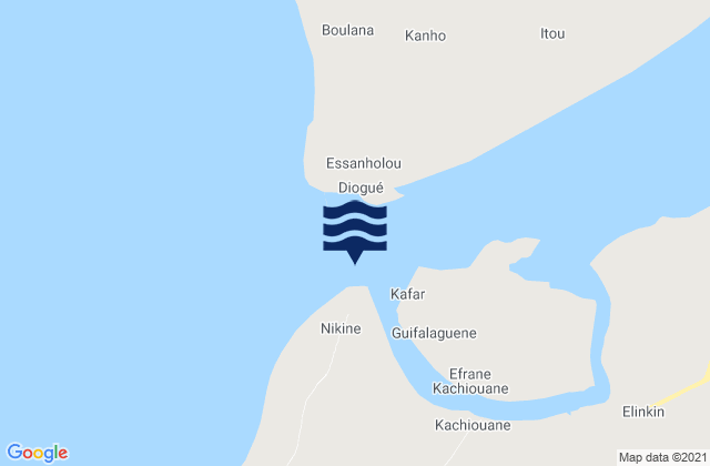 Mappa delle maree di Pointe de Diogue, Senegal