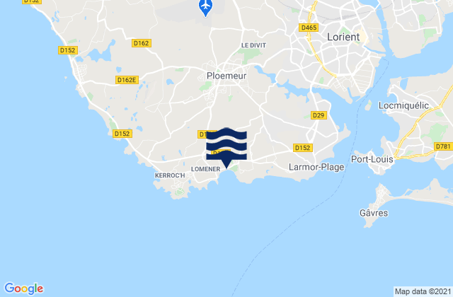 Mappa delle maree di Pointe du Couregan, France