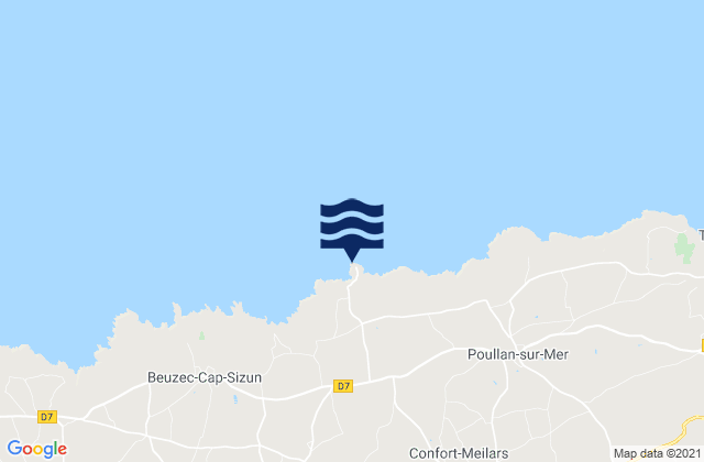 Mappa delle maree di Pointe du Milier, France