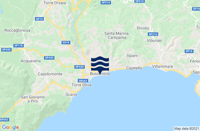 Mappa delle maree di Policastro Bussentino, Italy