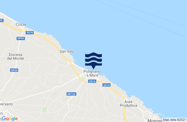 Mappa delle maree di Polignano a Mare, Italy