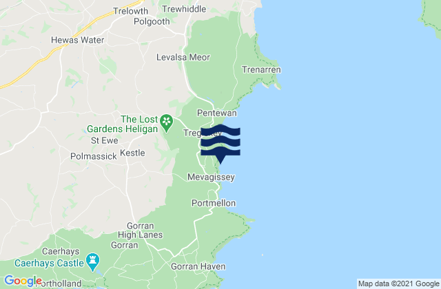Mappa delle maree di Polstreath Beach, United Kingdom