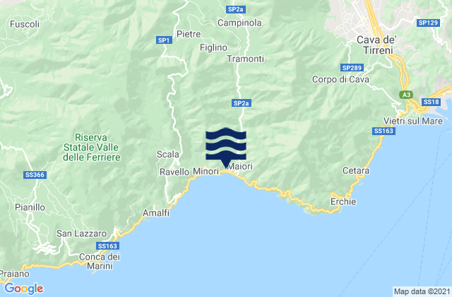 Mappa delle maree di Polvica, Italy