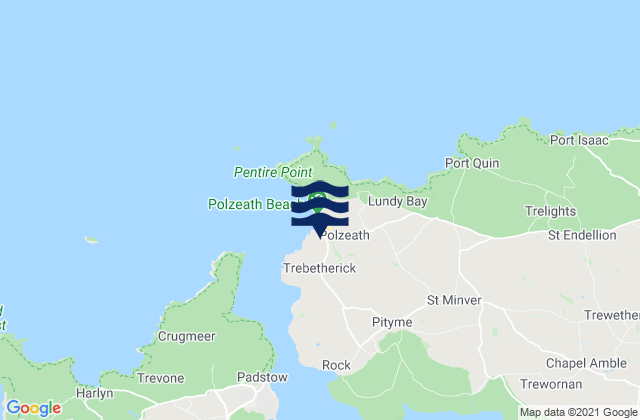 Mappa delle maree di Polzeath, United Kingdom
