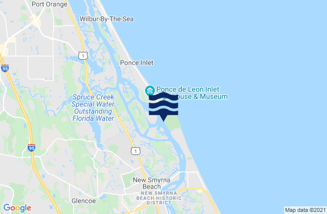 Mappa delle maree di Ponce De Leon Inlet South, United States