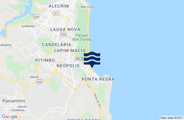 Mappa delle maree di Ponta Negra (Quebra Mar), Brazil