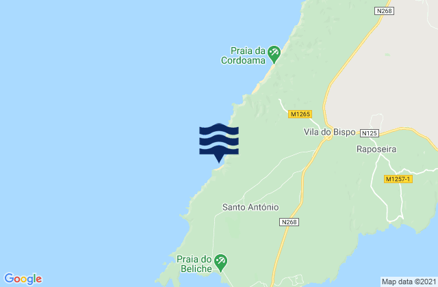Mappa delle maree di Ponta Ruiva, Portugal