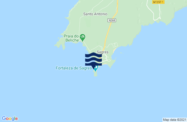 Mappa delle maree di Ponta de Sagres, Portugal
