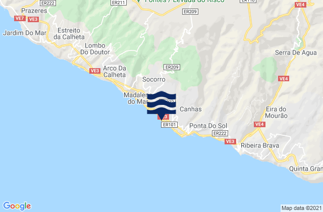 Mappa delle maree di Ponta do Sol, Portugal