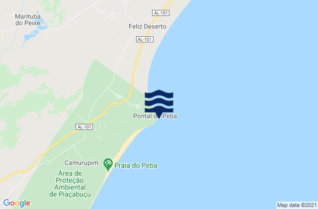Mappa delle maree di Pontal do Peba, Brazil