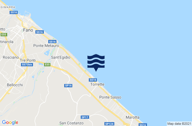Mappa delle maree di Ponte Sasso, Italy