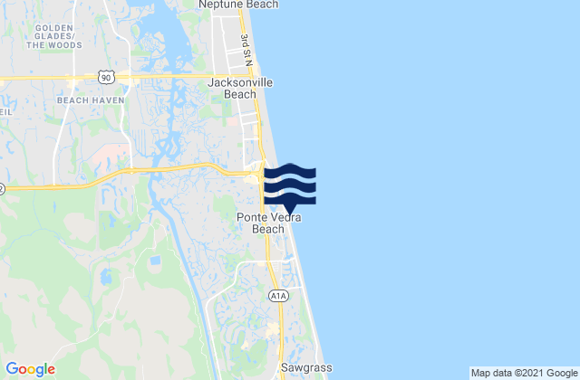 Mappa delle maree di Ponte Vedra Beach, United States