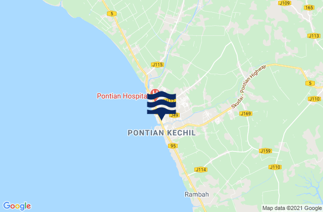 Mappa delle maree di Pontian Kechil, Malaysia