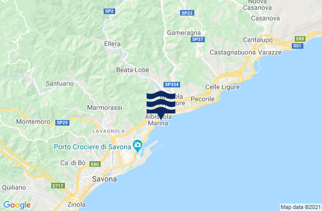 Mappa delle maree di Pontinvrea, Italy
