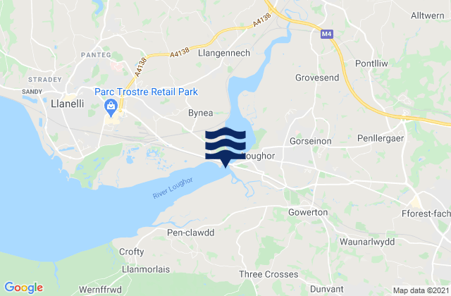Mappa delle maree di Pontlliw, United Kingdom