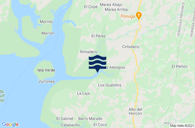 Mappa delle maree di Ponuga, Panama