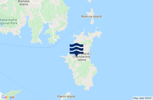 Mappa delle maree di Ponui Island, New Zealand