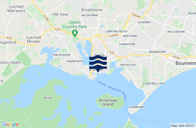 Mappa delle maree di Poole, United Kingdom