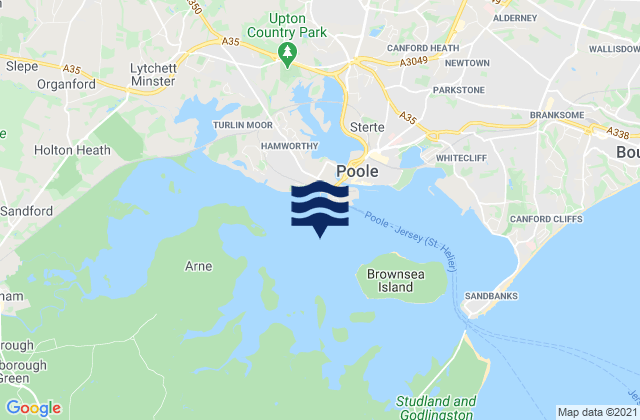 Mappa delle maree di Poole Harbour, United Kingdom