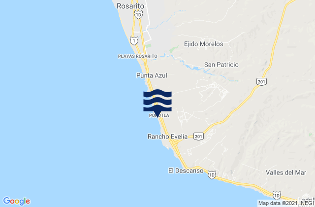 Mappa delle maree di Popotla, Mexico