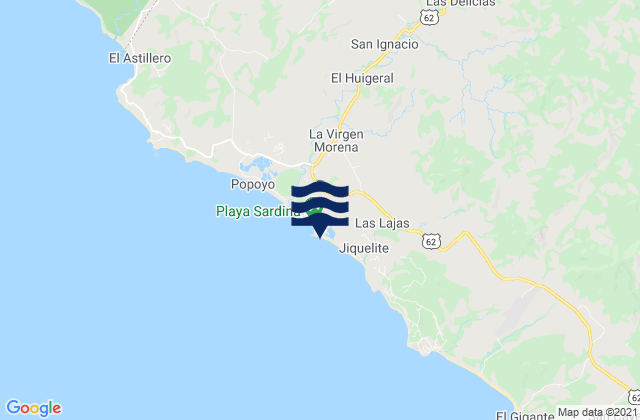Mappa delle maree di Popoyo, Nicaragua