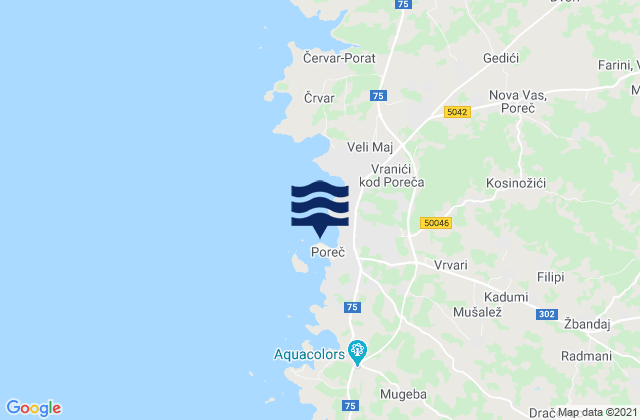 Mappa delle maree di Poreč, Croatia