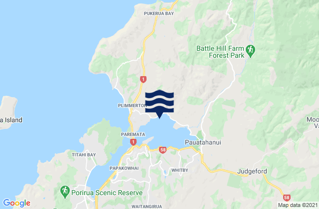 Mappa delle maree di Porirua City, New Zealand