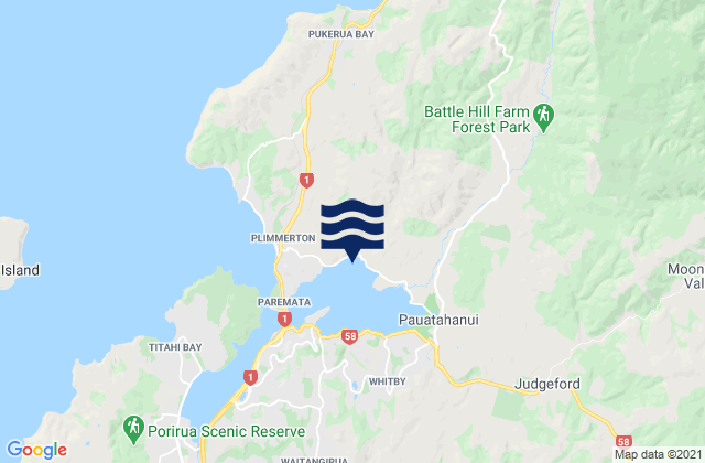 Mappa delle maree di Porirua Harbour (Pauatahanui Arm), New Zealand
