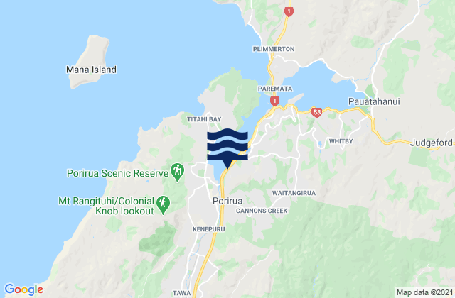 Mappa delle maree di Porirua, New Zealand