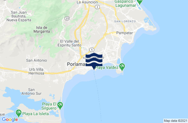 Mappa delle maree di Porlamar Isla de Margarita, Venezuela