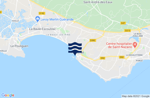 Mappa delle maree di Pornichet, France