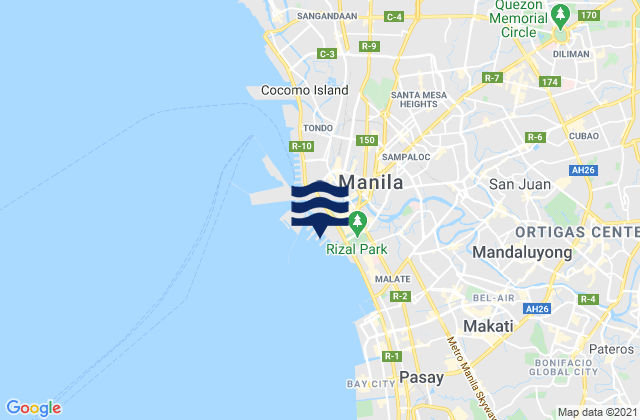 Mappa delle maree di Port Area, Philippines
