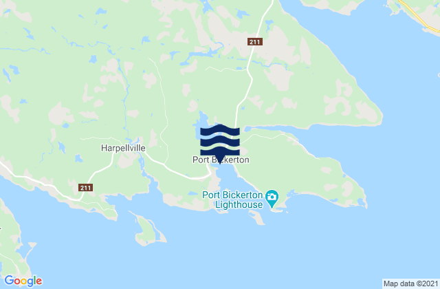 Mappa delle maree di Port Bickerton, Canada