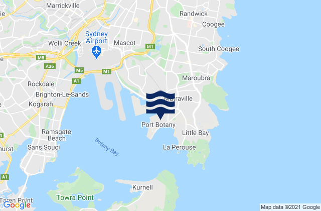 Mappa delle maree di Port Botany, Australia