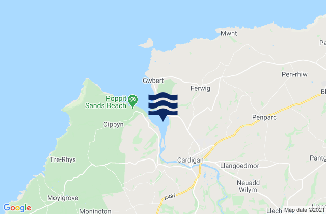 Mappa delle maree di Port Cardigan, United Kingdom