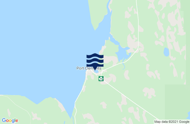 Mappa delle maree di Port Clements, Canada