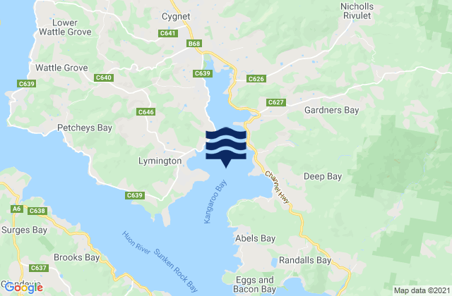 Mappa delle maree di Port Cygnet, Australia