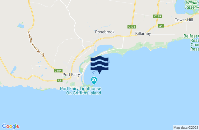 Mappa delle maree di Port Fairy Bay, Australia