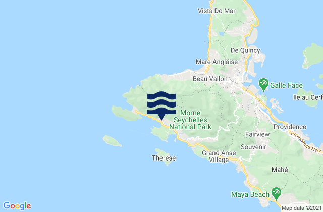Mappa delle maree di Port Glaud, Seychelles