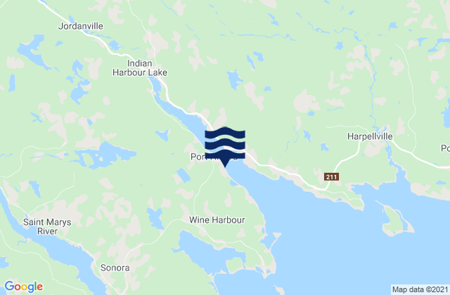 Mappa delle maree di Port Hilford Beach, Canada