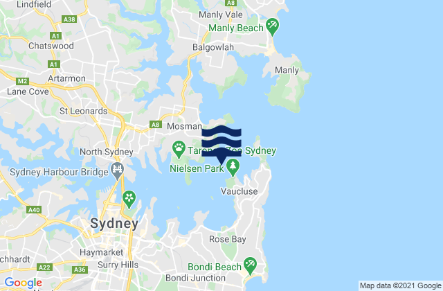 Mappa delle maree di Port Jackson, Australia