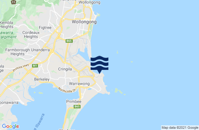 Mappa delle maree di Port Kembla Beach, Australia