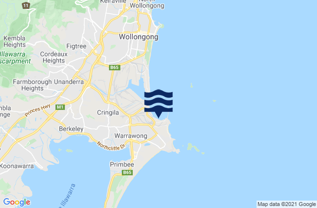 Mappa delle maree di Port Kembla, Australia